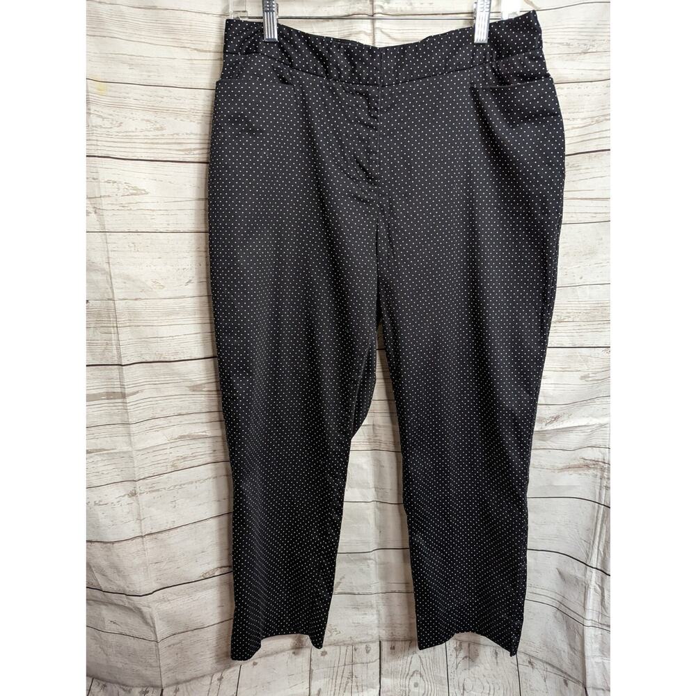 Talbots Size 10 Womens Black White Polka Dot Trousers Pants Pockets 32" Waist
